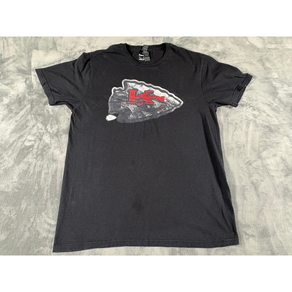 Fanatics Mens Kansas City Chiefs Graphic T Shirt Medium Black Distressed Logo